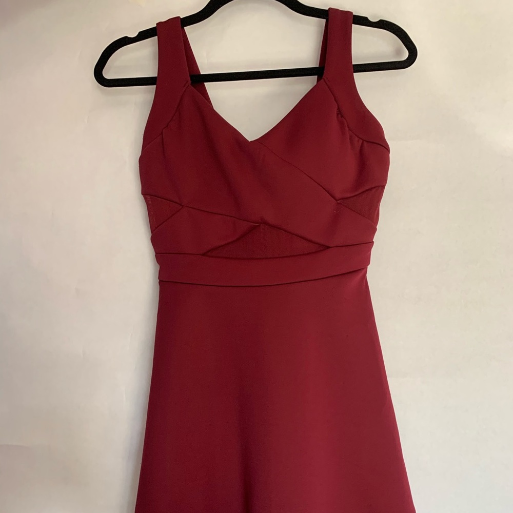 Red Midi dress with sheer section